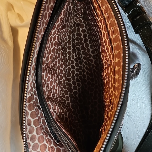 Brighton Olive Green Nylon Lesther Trimmed Crossbody Shoulderbag - Picture 7 of 10